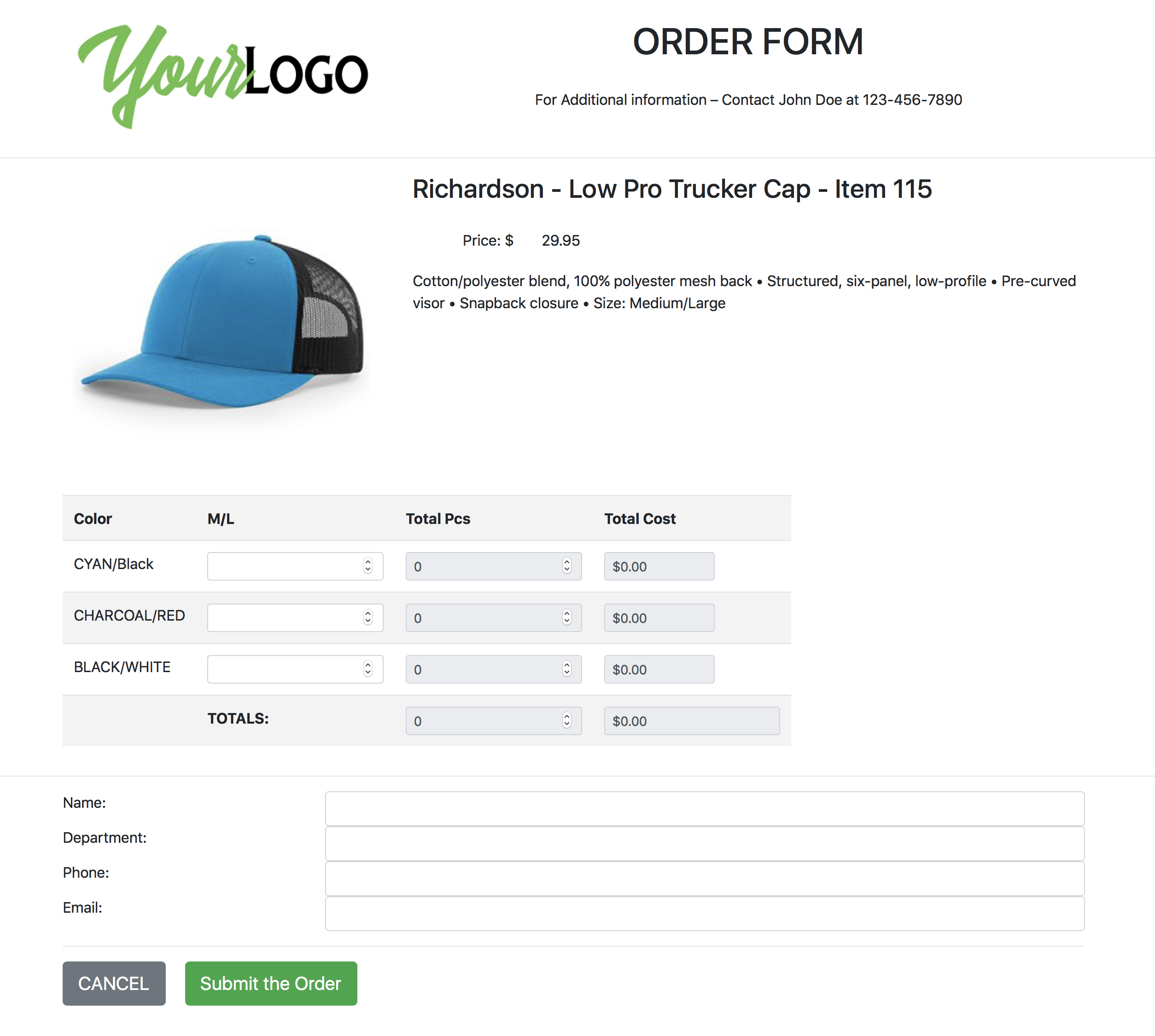 order forms